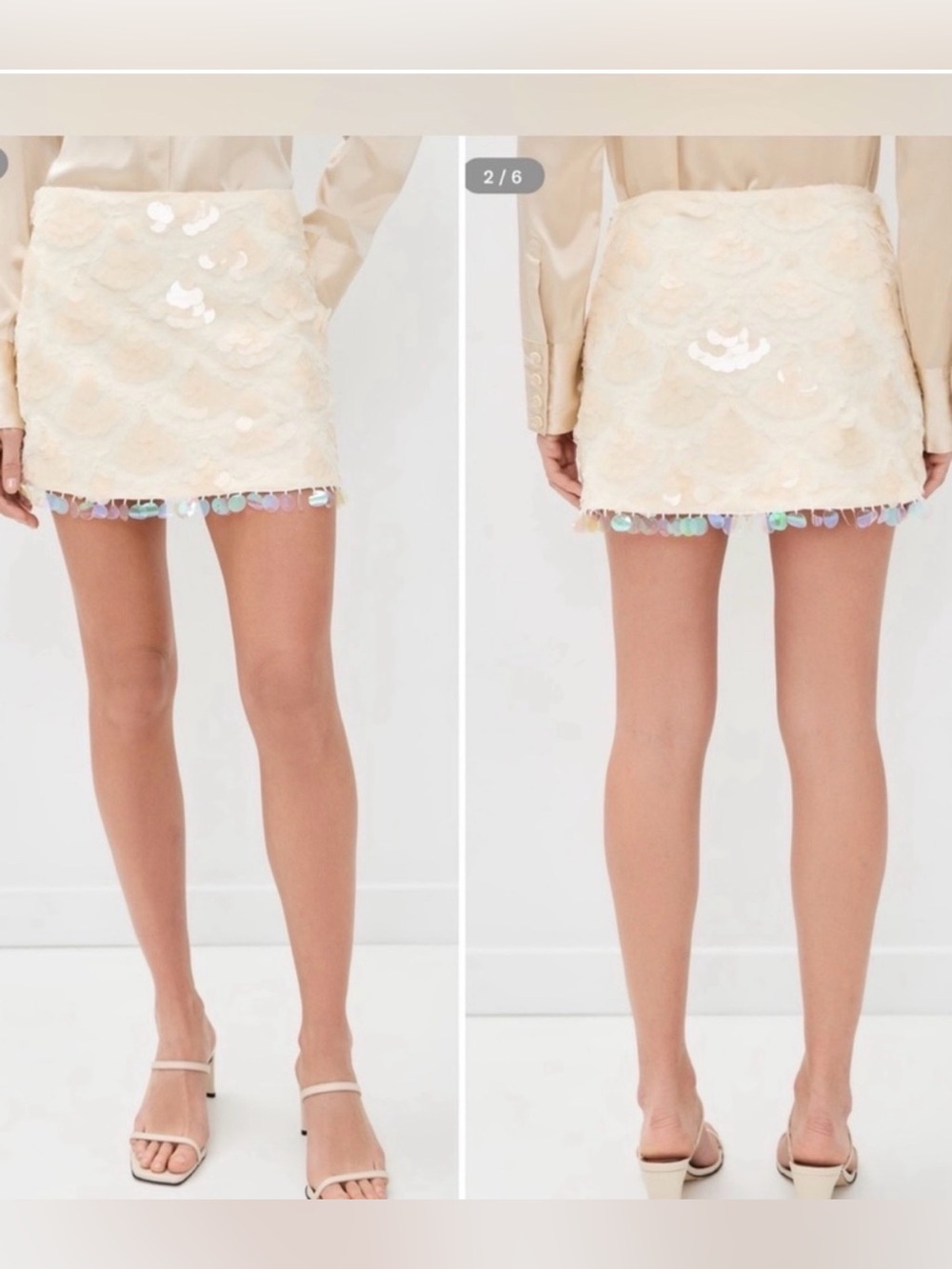 En Saison Cream Mini Skirt with Iridescent Sequin NWT